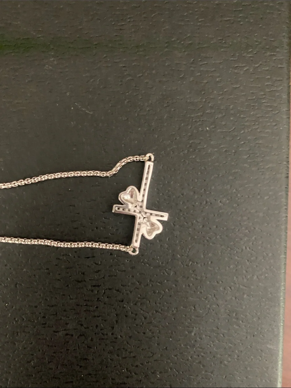 PAJ Sterling Silver Cross Bracelet with CZ stones and bronze hearts